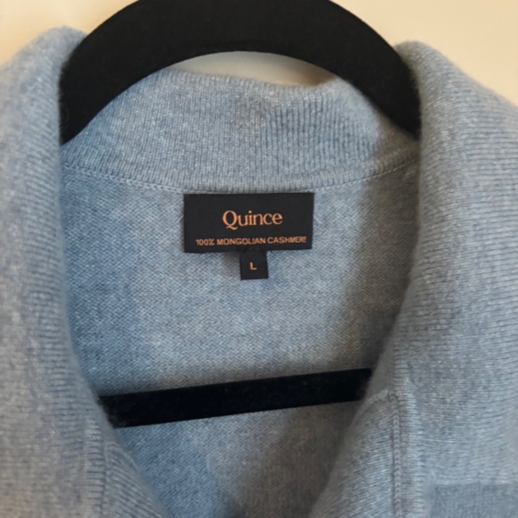 Quince 100% Mongolian Cashmere Polo Sweater Women’s Large Light Blue Spring Pull - Picture 5 of 5